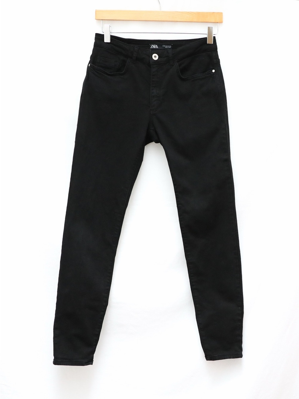 Zara black skinny jeans stretch size 6 gothic punk basic staple slim